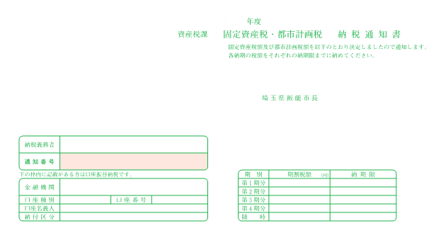 固定資産税・都市計画税納税通知書の画像1