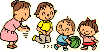 子ども達が遊んでいるイラストの画像
