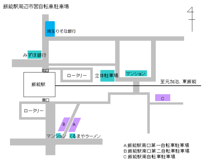 飯能駅周辺市営自転車駐車場の地図画像