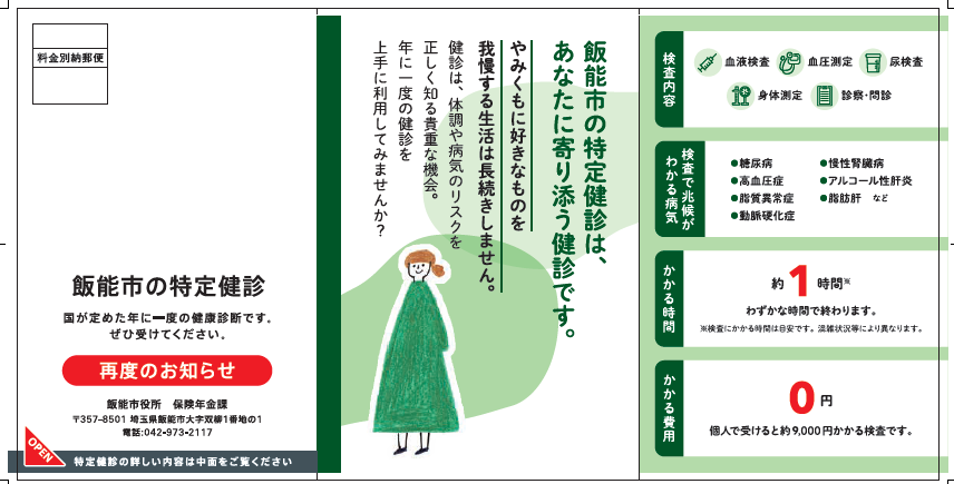 特定健康診査通知勧奨はがき（参考）