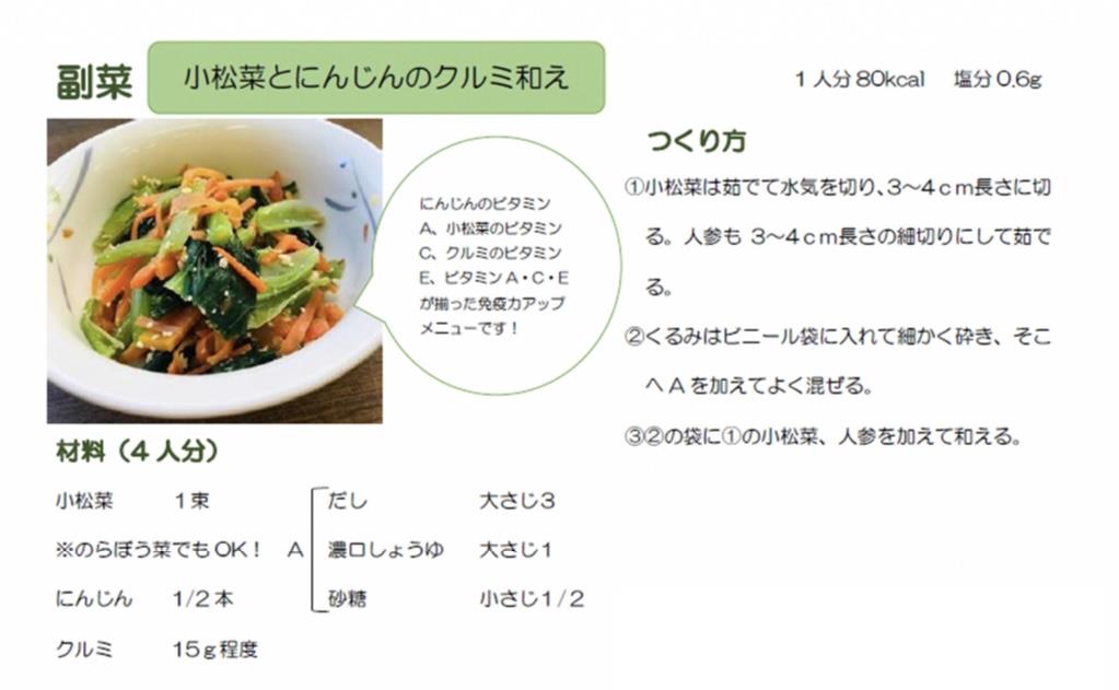 小松菜とにんじんのクルミ和えの作り方の画像